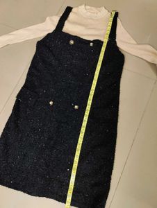 korean Chic Black Pinafore Dress