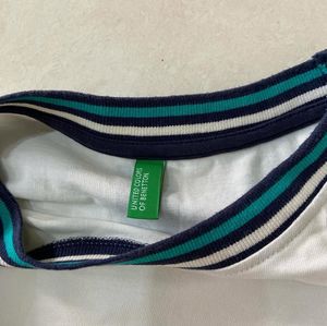 UCB White Solid Cropped Round Neck T-shirt