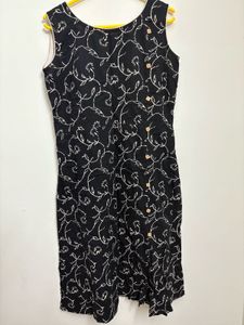 Vintage Black Floral Sleeveless Dress