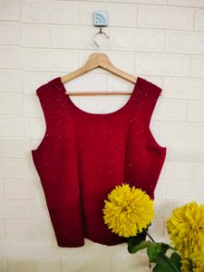 Maroon Sequin Tank Top - XL