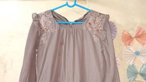 🍂Elegant brown  Floral Embroidered Dress🍂