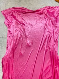 Pink Satin Kaftan Nightgown with Lace Detail