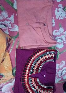 A Peach Colour Top Xl Size. &amp; Violet Short Kur