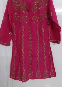 Pink Embroidered Kurta