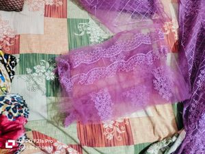 Purple Embroidered Unstitched Lehenga Choli