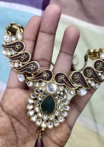 Golden base multicolored choker necklace