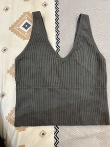Ribbed V-Neck Crop Tank