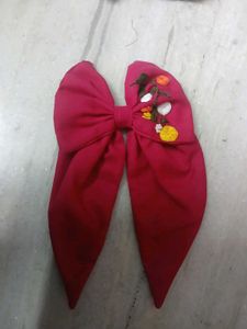 Handmade Embroidered Floral Hair Bow