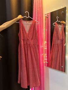 Red Polka Dots Wrapped Dress