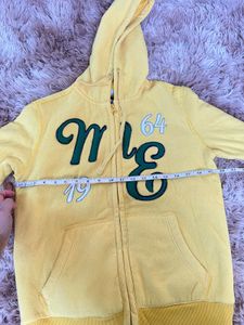 Yellow Embroidered Zip-Up Hoodie