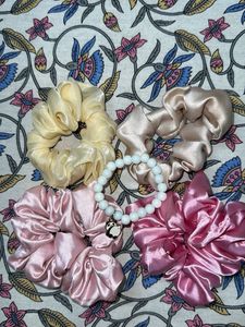 4 New Scrunchies And 1 Bracelet