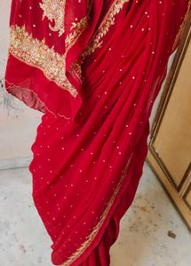 hand work 😍💯 red ♥️ Georgette ✨ Saree