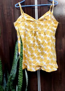 Mustard Top With Beautiful Floral Embellishments