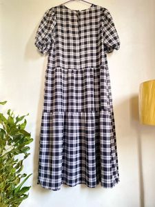 Plaid Tiered Midi Dress