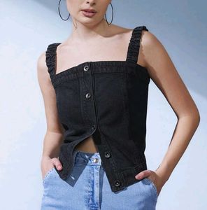 Cute Black Denim Tank Top