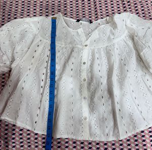 Zara White Eyelet Top