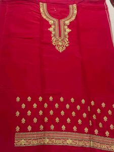 Red & Gold Embroidered Salwar Kameez,