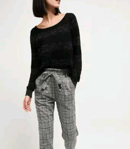 Self Design Pullover with Ribbed Hem
