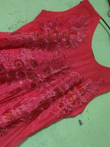 Red Partywear Gown For Womens