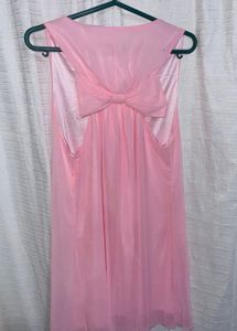 Pink Sleeveless Dress with Bow Back