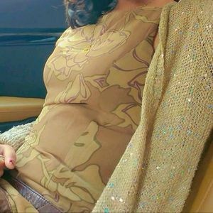 shimmery crochet knit overcoat