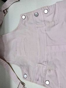 Pink Denim Overall Dress