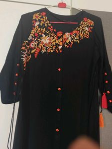 ✨ Elegant Black Embroidered Kurta – Ready to Wear!