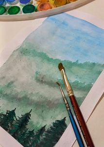 Misty Mountains Watercolor Painting * 100 Rs For A5 Size *