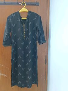 Floral Print Black Kurta