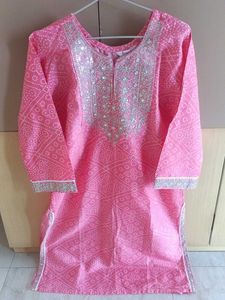 Pink Embroidered Kurta Set for Women