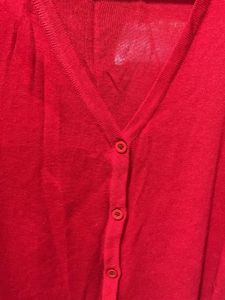 Red Button-Down Cardigan