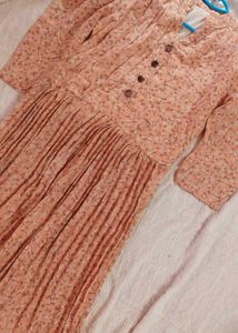 Peach Floral Print Dress