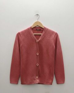 Oswal Warmth: Classic Peach Wool Cardigan