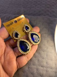 Blue Diamond Indian Earrings