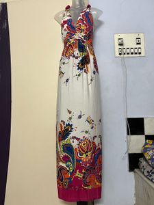Pintrest Padded Paisley Halter Maxi Dress