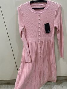 Pretty Pink Woollen Midi Dress