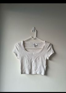 White and Black Ribbed Crop Top