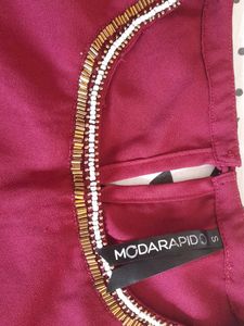 Burgundy Top with Embellished Neckline