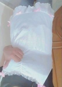 Y2k White Lace Top Cute With Pink Ribbon 🎀