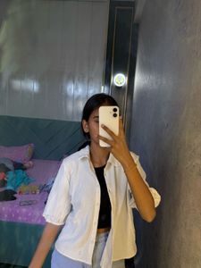 White textured button-down shirt