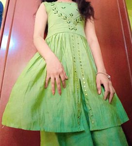 Lime Green Embroidered Dress