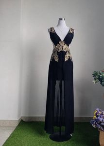 Black & Gold Embellished Maxi Dress