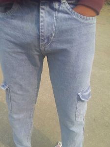 Blue Denim Cargo Jeans