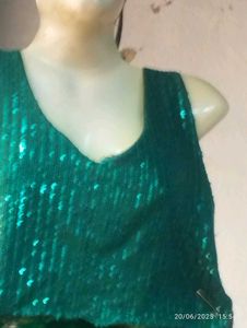 Green Sequin Saree