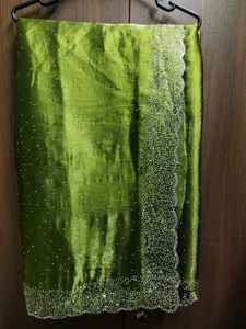 olive green party wear saree