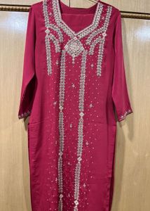 Graceful Pink Kurti with Intricate Hand Embroidery