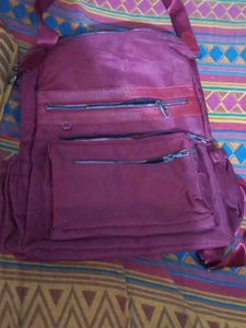 Maroon Crossbody Bag with Pockets