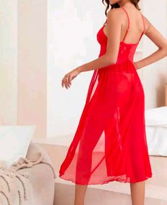 sexy Red Lace Lingerie Nightgown
