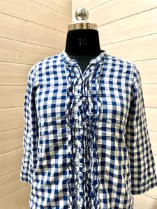 HOLLISTER Blue Plaid Gingham Top