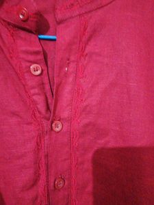 Maroon Kurta With 2 Side Pockets